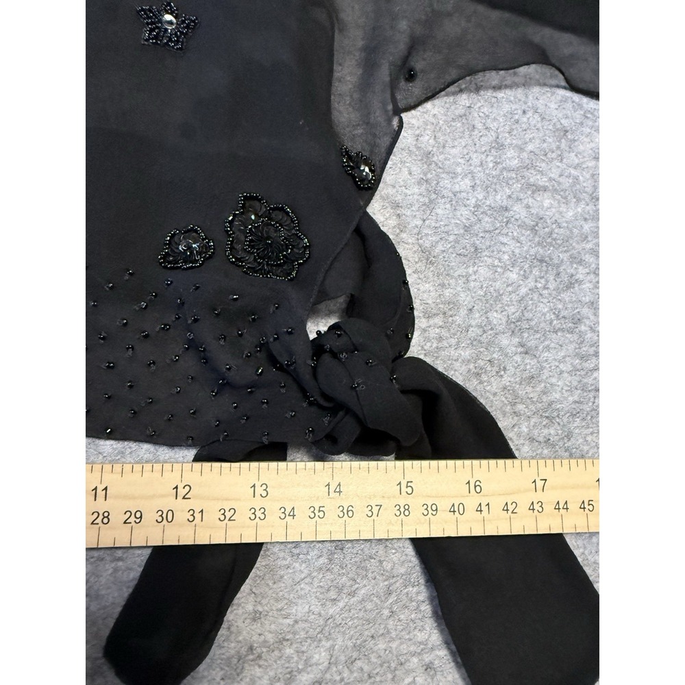 Vintage Stenay Silk Beaded Top Sheer Overlay With Sheer Open Sleeves Elegant - Picture 15 of 16